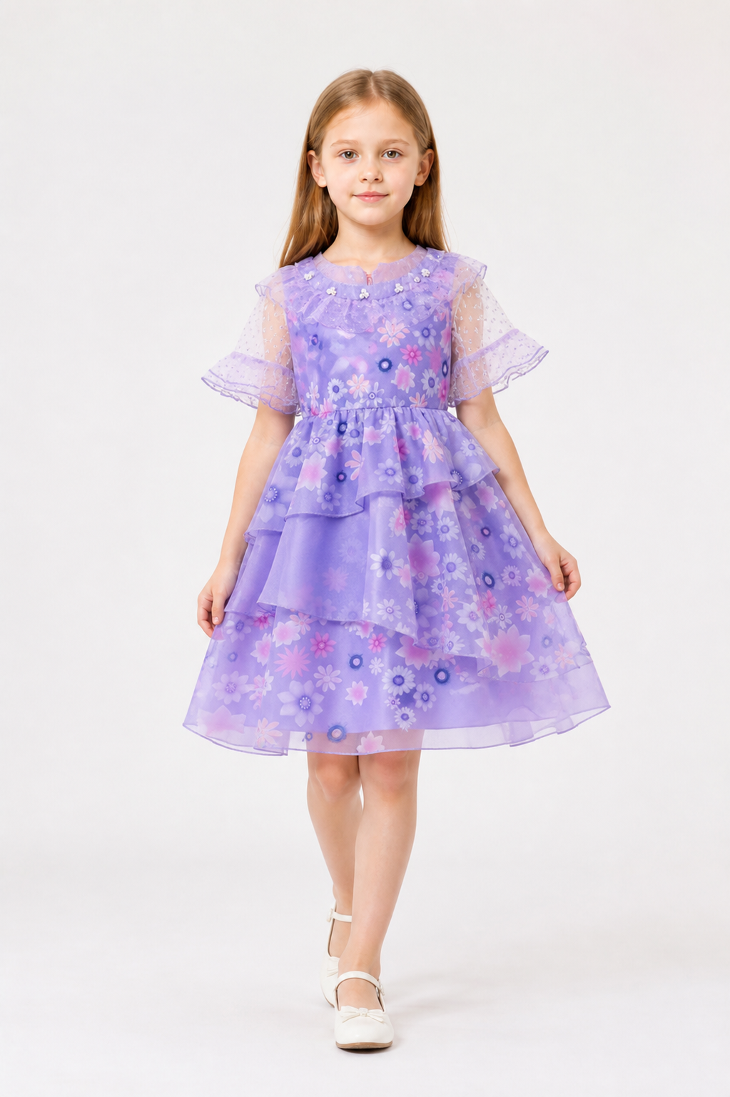 Girls' Floral Layered Carnival Dress Costume Dresses detail 2