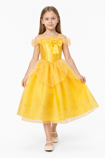 Gold Princess Costume with Bow and Full Skirt Costume Accessories detail 2