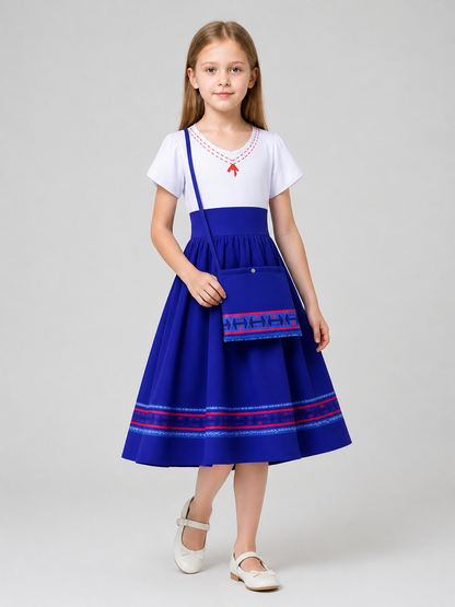 Children’s cosplay dress with handbag, white and blue product detail 2