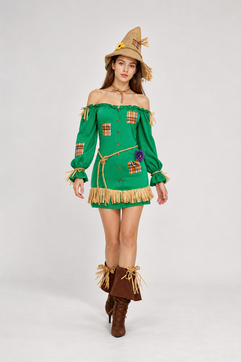 Scarecrow Costume from the Land of Oz with Dress and Hat Costume Dresses detail