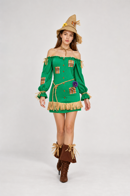 Scarecrow Costume from the Land of Oz with Dress and Hat Costume Dresses detail