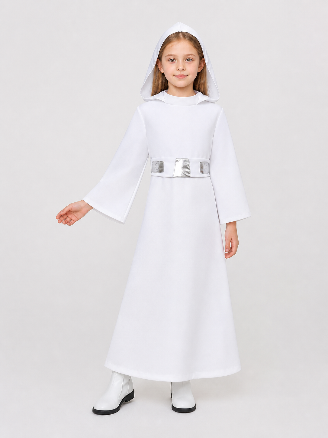 Star Wars Princess Leia Cosplay Cloak, White, with Hood Costume Capes detail 2