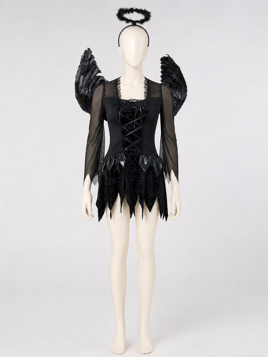 Black Angel Costume with Wings and Headband Costume Headwear detail