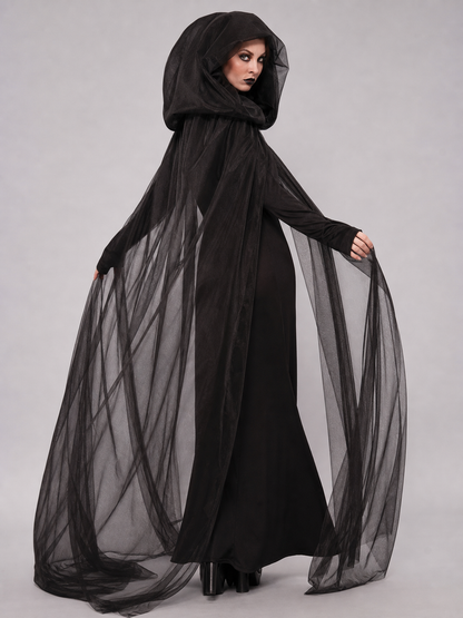 Carnival costume with hood, cloak, and gloves