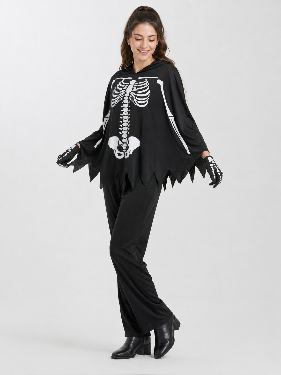 Skeleton Costume with Hood and Gloves Costumes detail 2