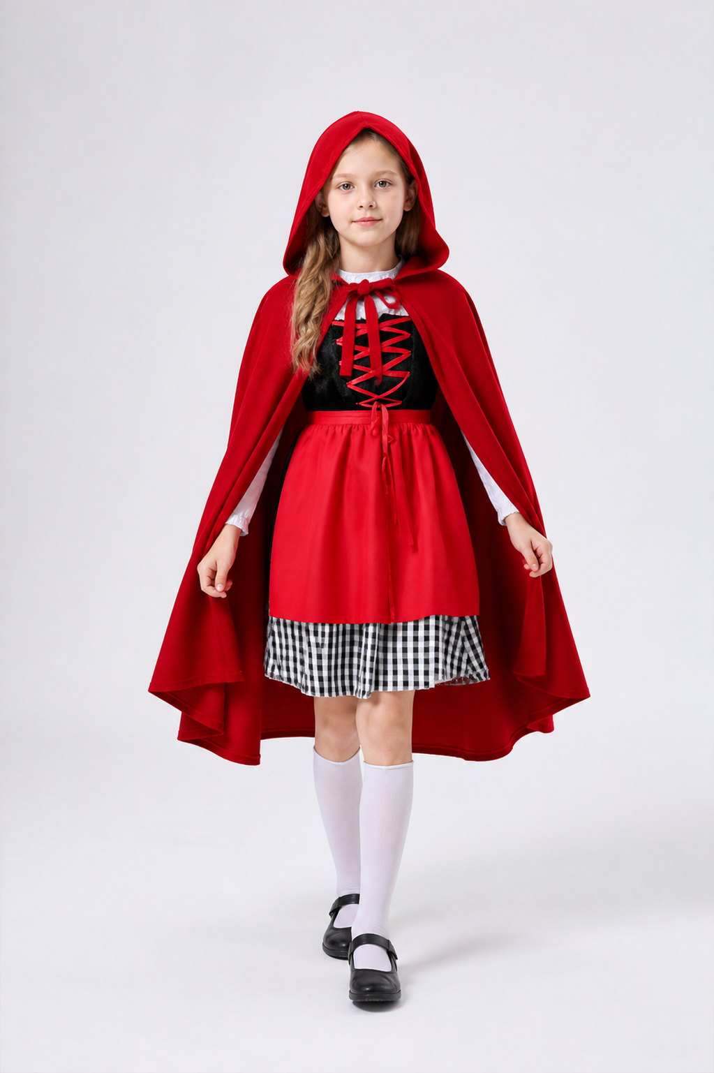 Long Red Cape Cloak with a Pointed Hood Costume Capes detail 2