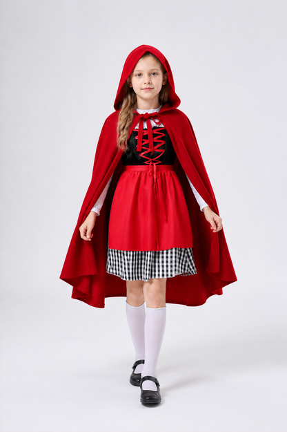 Long Red Cape Cloak with a Pointed Hood Costume Capes detail 2