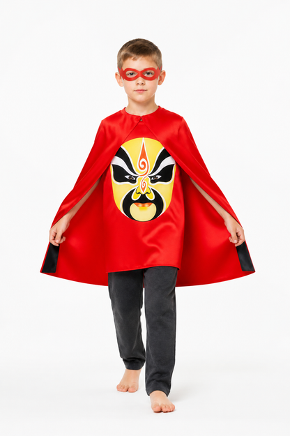 Cape with Mask and Face Print for Carnival Costume Capes detail 2