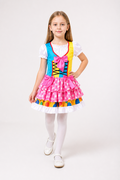 Clown costume dress with ruffles and a bow for parties Costume Dresses detail 2