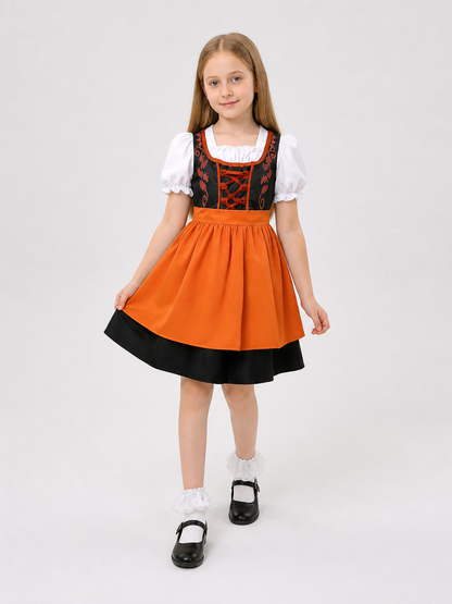 Bavarian Dress with Lace-Up Detail, Full Skirt, and Sleeves Costume Dresses detail 2