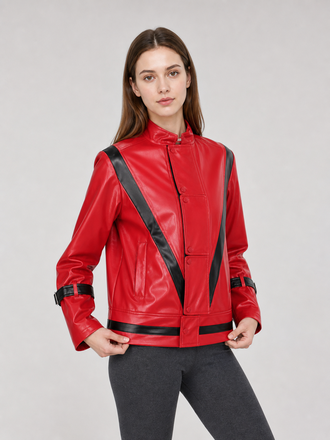 Red Michael Jackson-Style Cosplay Jacket