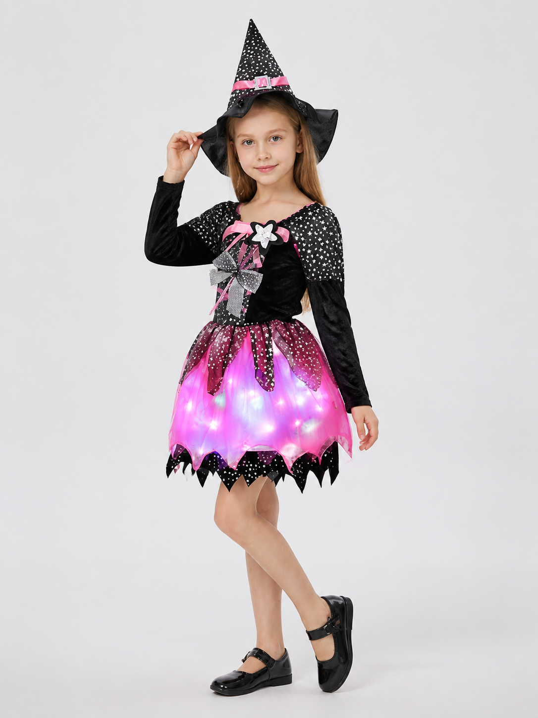 Witch Costume with Hat and Glowing Skirt Costume Headwear detail 2