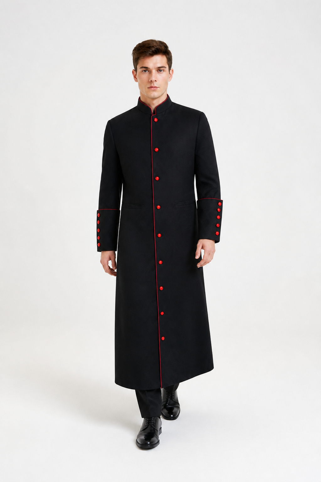 Pastor Costume with Red Trim and Stand Collar Costumes detail 2