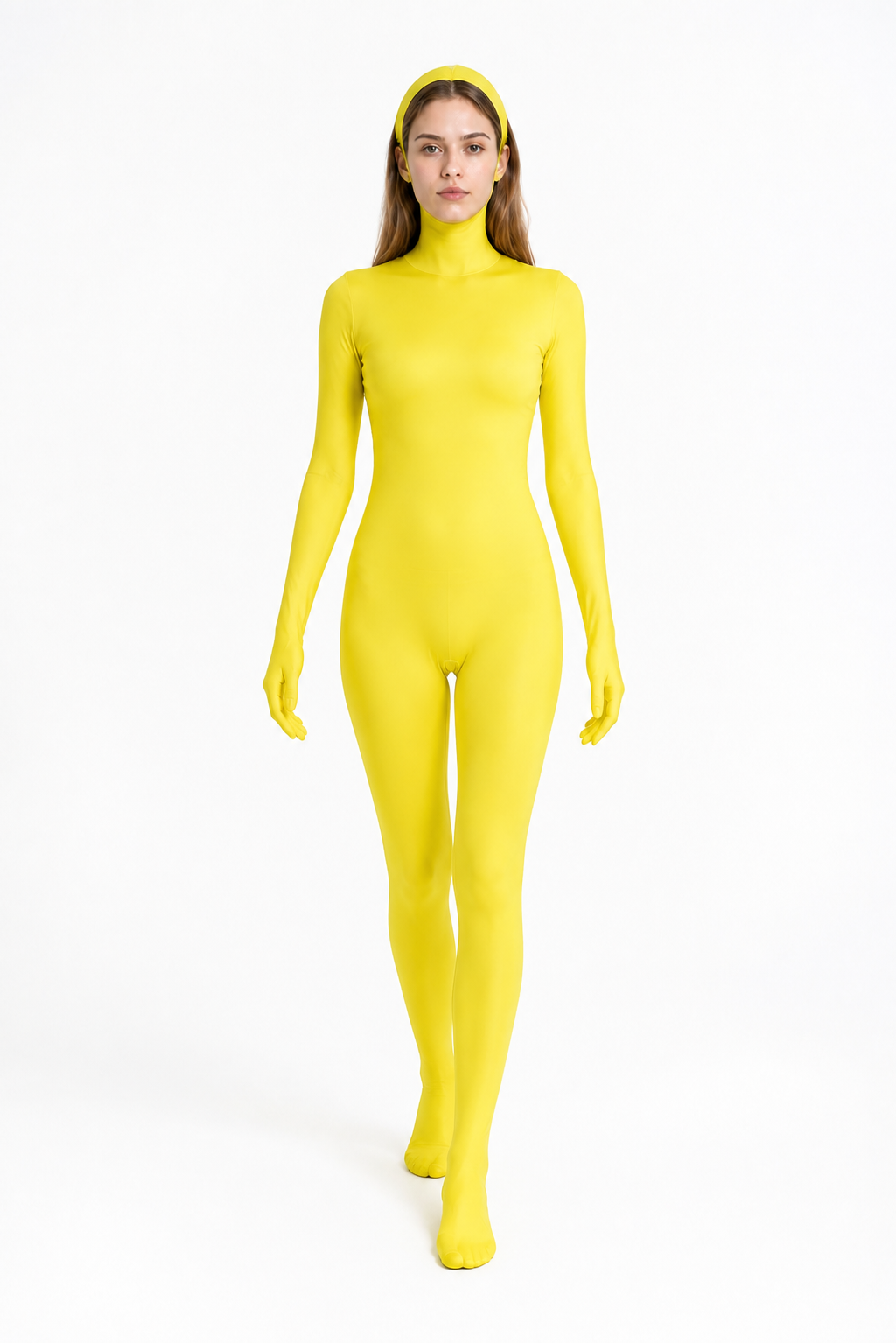 Yellow Zentai Suit with Oval Face Opening product detail 2