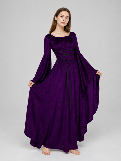Floor-Length Gothic Dress with Corset Lacing