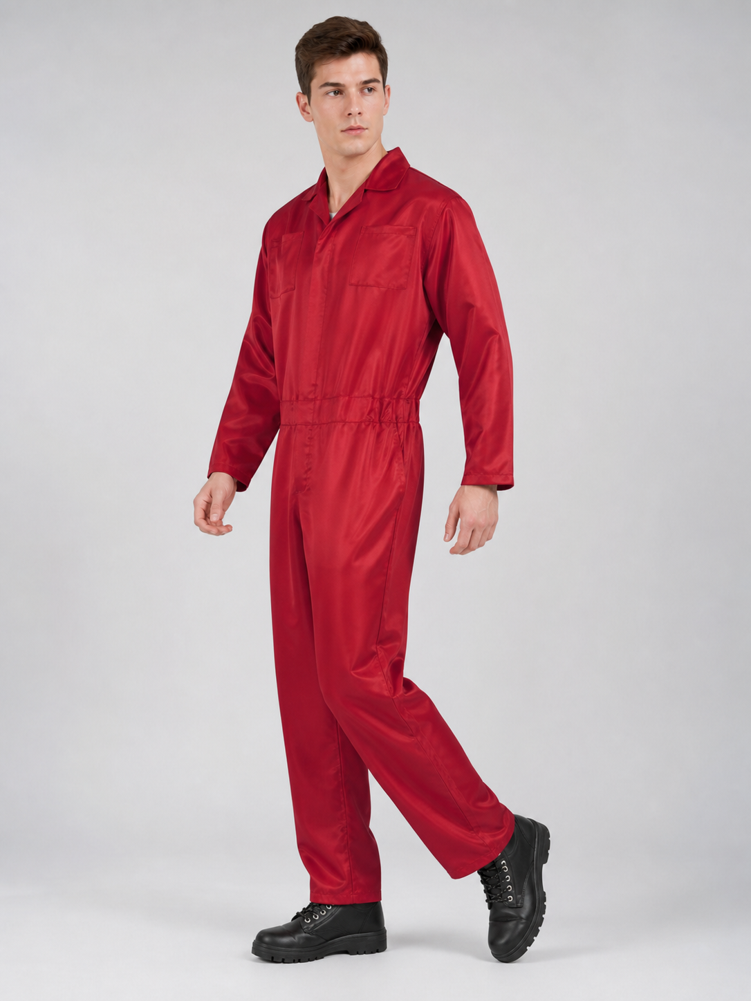 Red Miles Long-Sleeve Jumpsuit