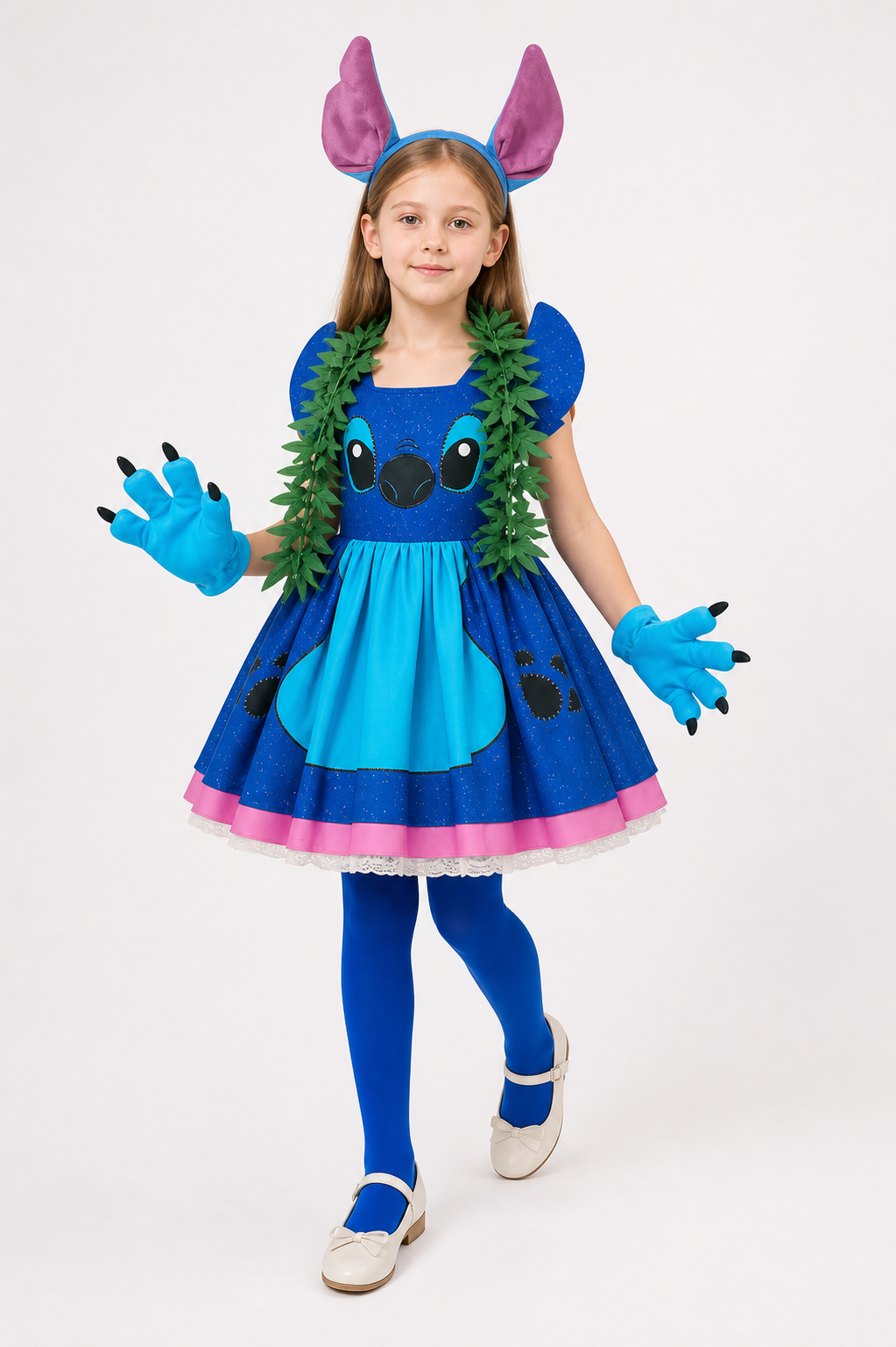 Children’s Stitch Costume with Blue Dress and Ears product detail 2