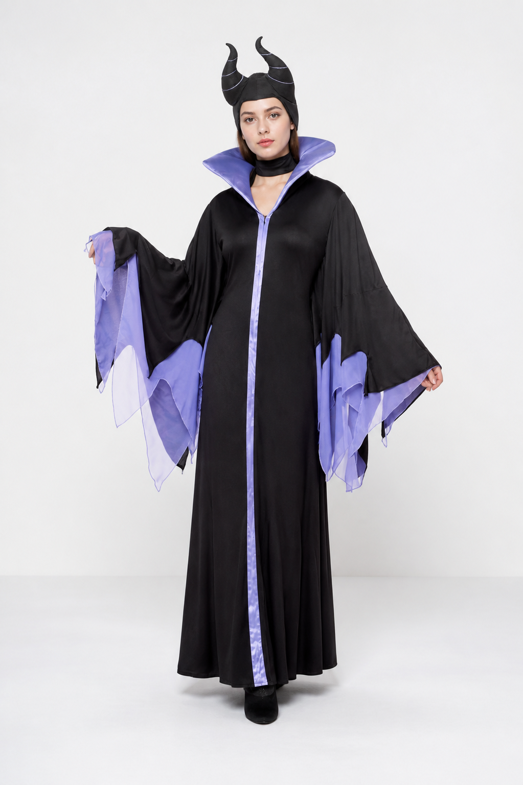 Black and Purple Wide-Sleeve Robe Costume Costumes detail