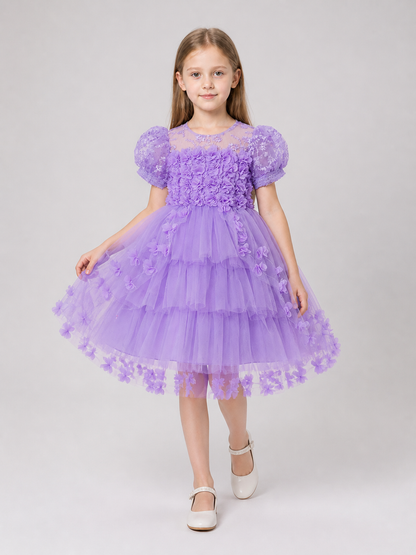 Full Festive Dress with Tulle and Floral Decor Costume Dresses detail 2