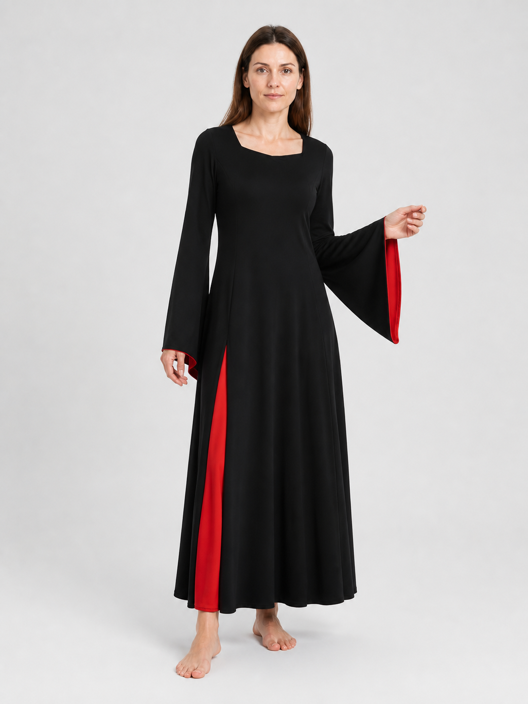 Morticia Cosplay Dress, Black and Red, Gothic Costume Dresses detail 2