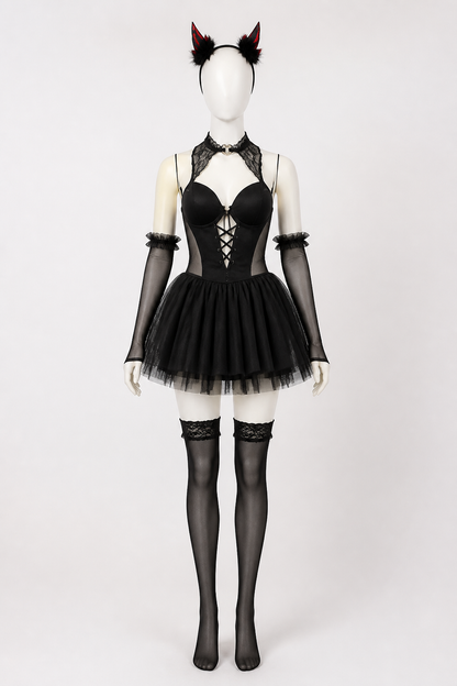 Lolita Devil Costume with Full Skirt for Halloween Costumes detail 2