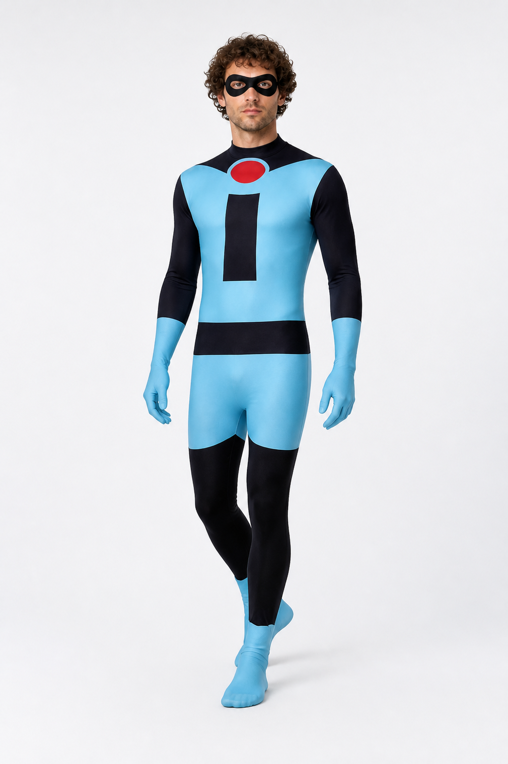 Blue Superhero Costume Jumpsuit with Mask Costume Masks detail 2