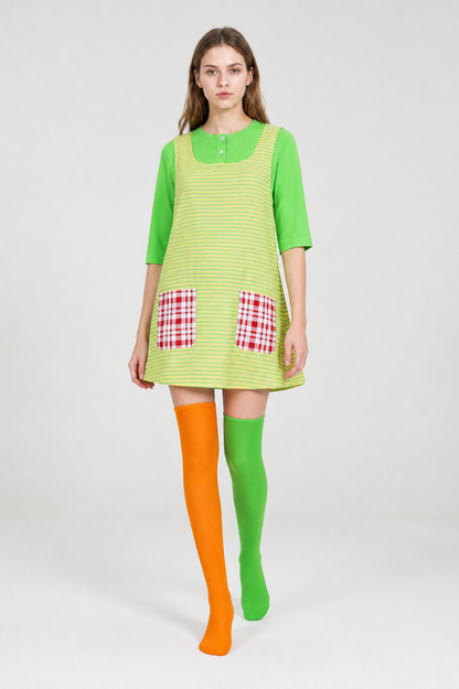 Pippi Longstocking Cosplay Costume, Apron Dress, Top, and Socks Costume Dresses detail 2