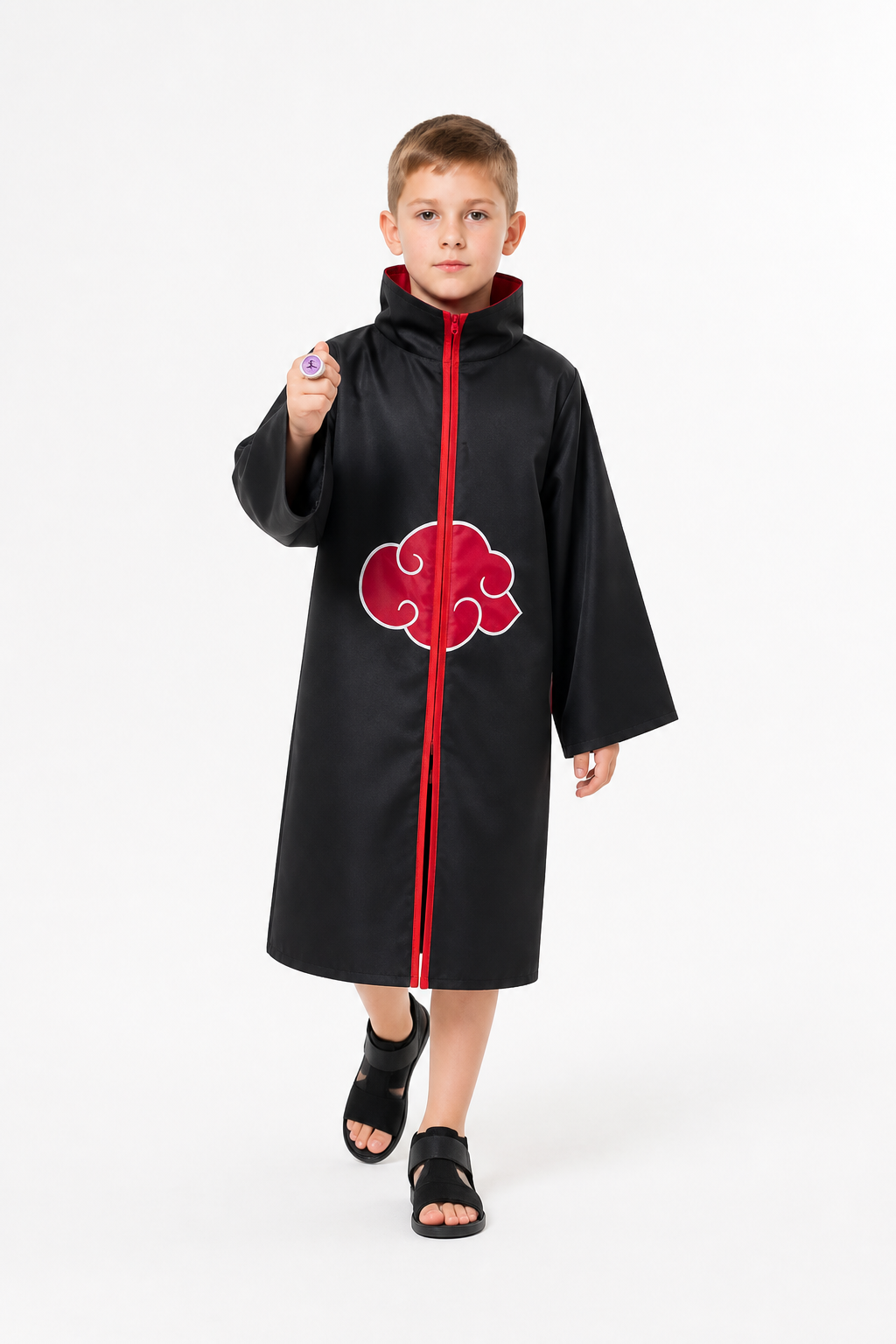 Children’s Naruto Akatsuki Costume, Cloak with Red Clouds product detail 2