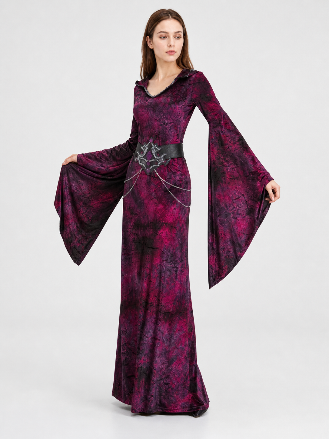 Gothic-Style Hooded Costume Dress