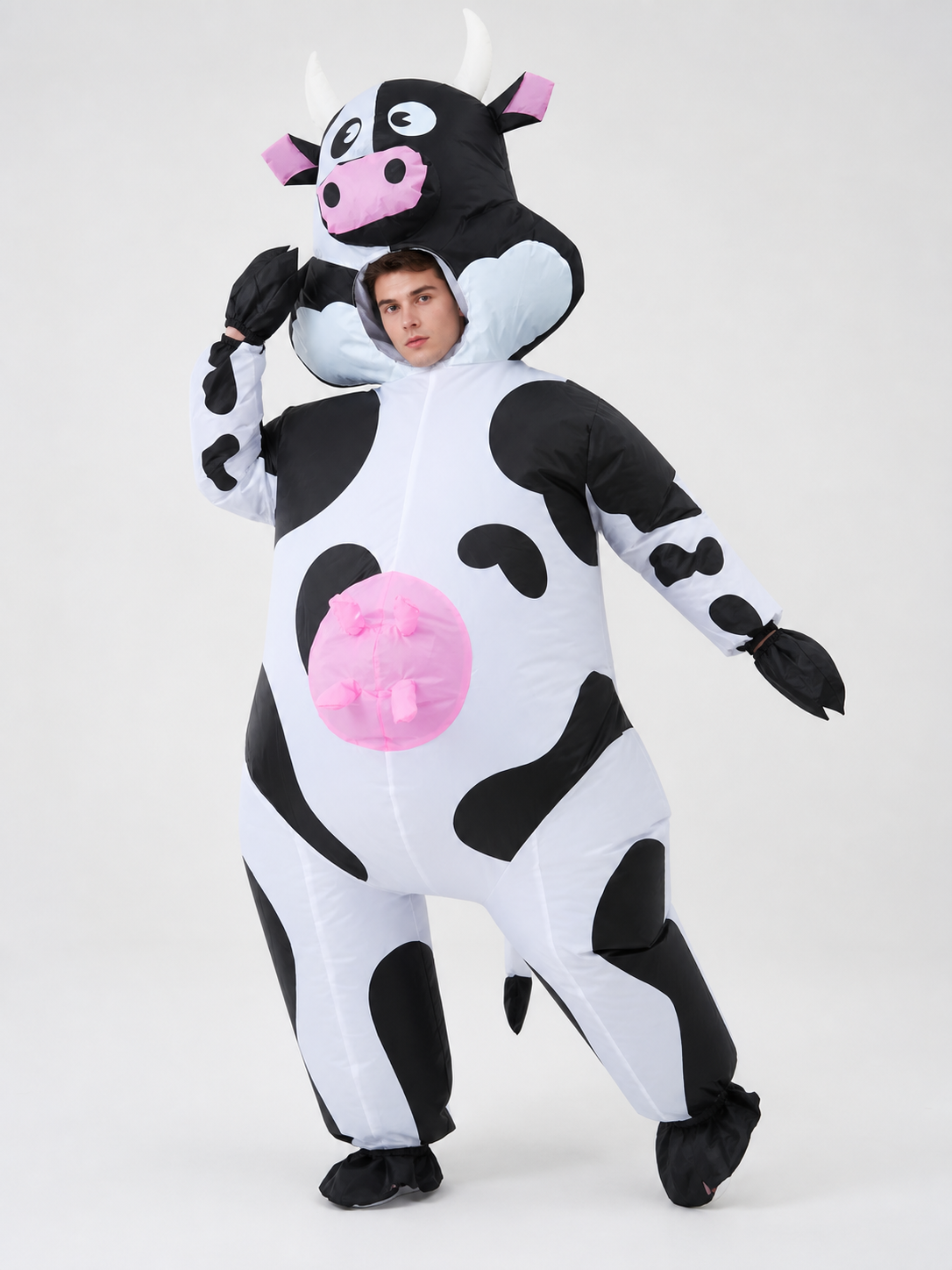 One-Piece Cow Costume with Hood for Halloween