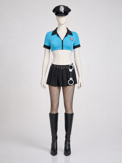 Police-Style Costume with Skirt and Cap
