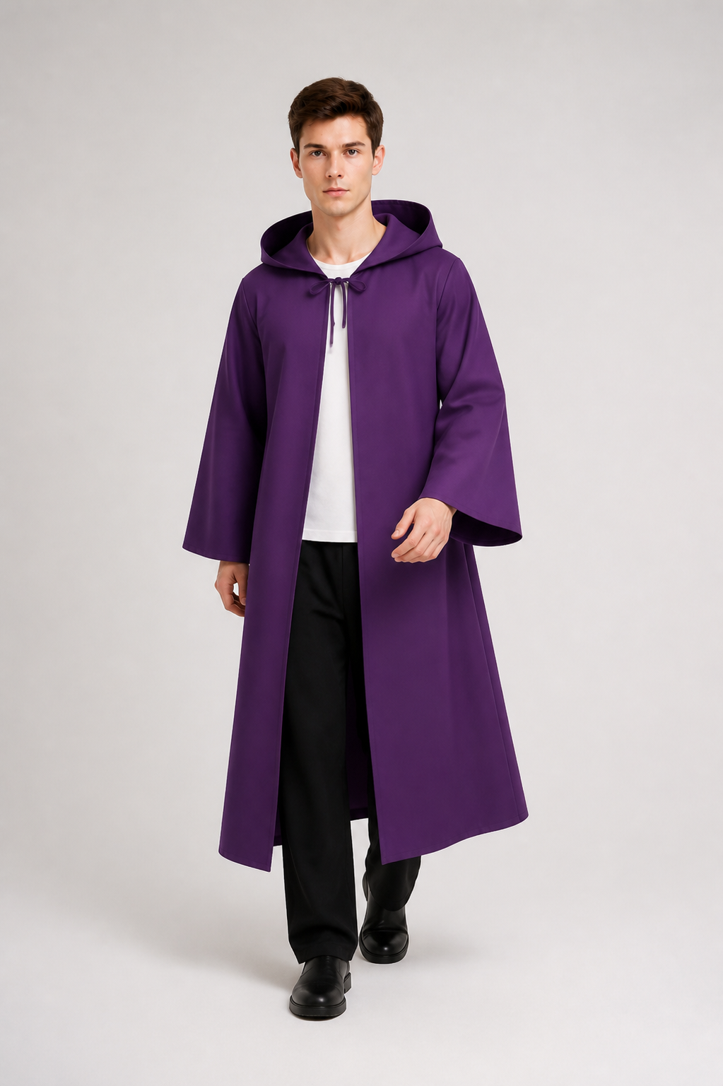 Purple Hooded Robe with Wide Sleeves product detail 2