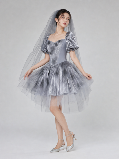 Retro Gothic-Style Costume with Dress and Veil for Cosplay