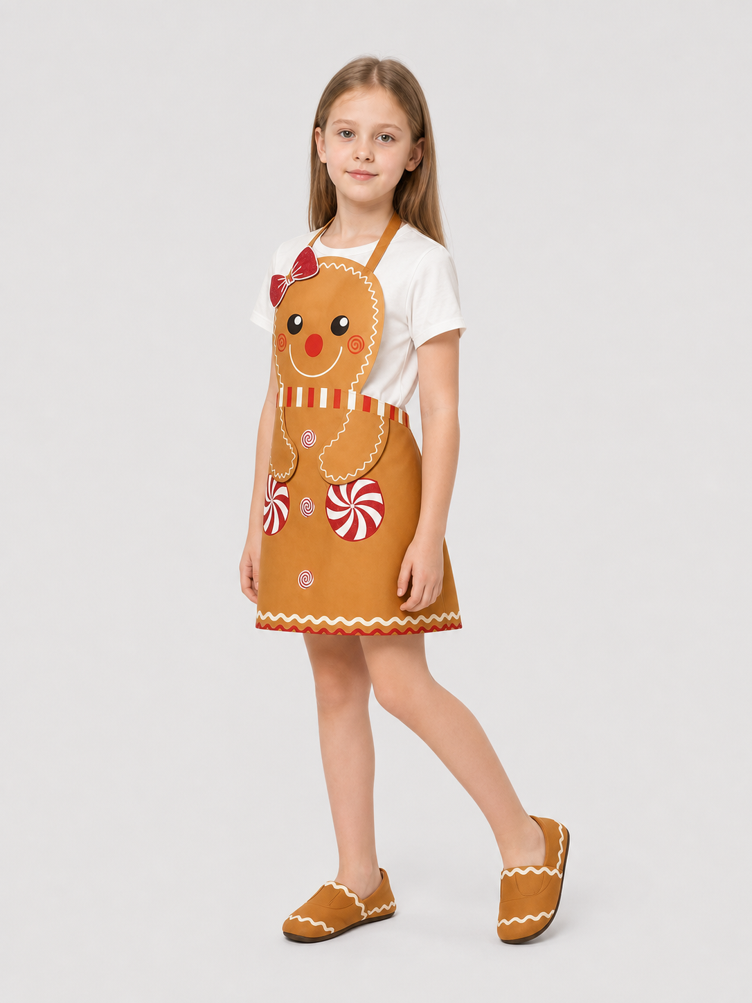 Gingerbread Man Apron with Bow Design
