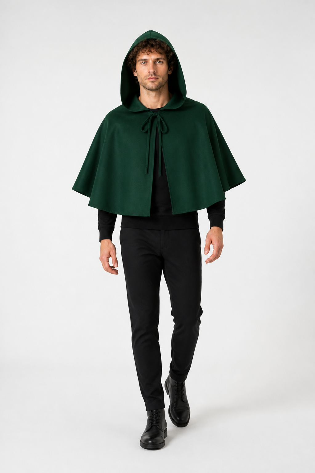 Short hooded cape with neck ties for cosplay Costume Capes detail 3