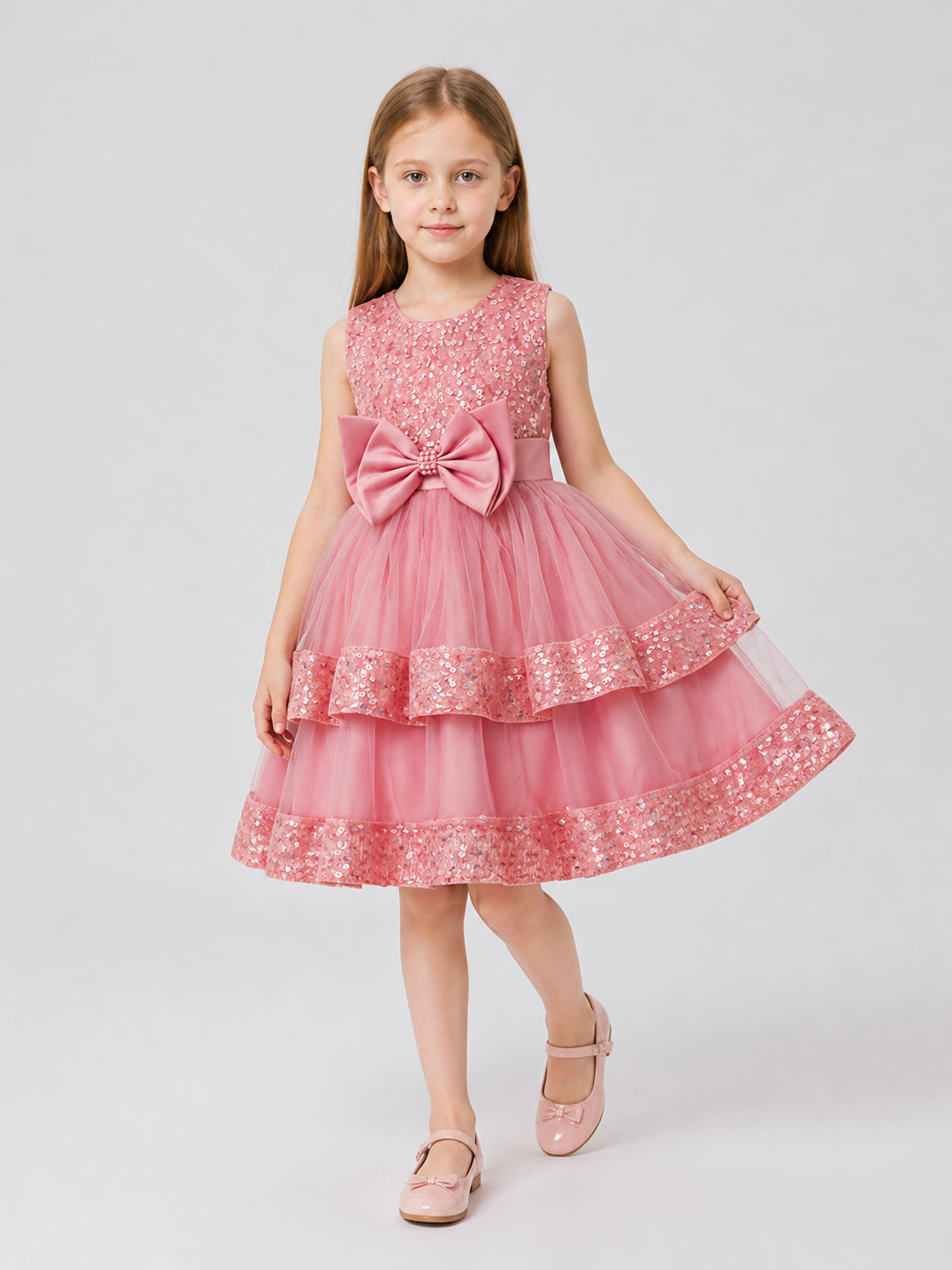 Sequined Princess Dress with Bow, Tulle Skirt Costume Dresses detail 2