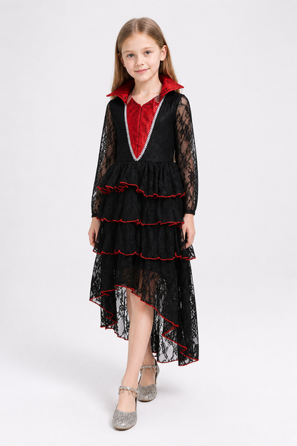 Halloween Dress with a Layered Asymmetrical Skirt Costume Dresses detail 2