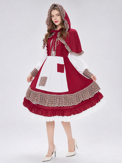 Little Red Riding Hood Costume: Dress with Apron and Cape