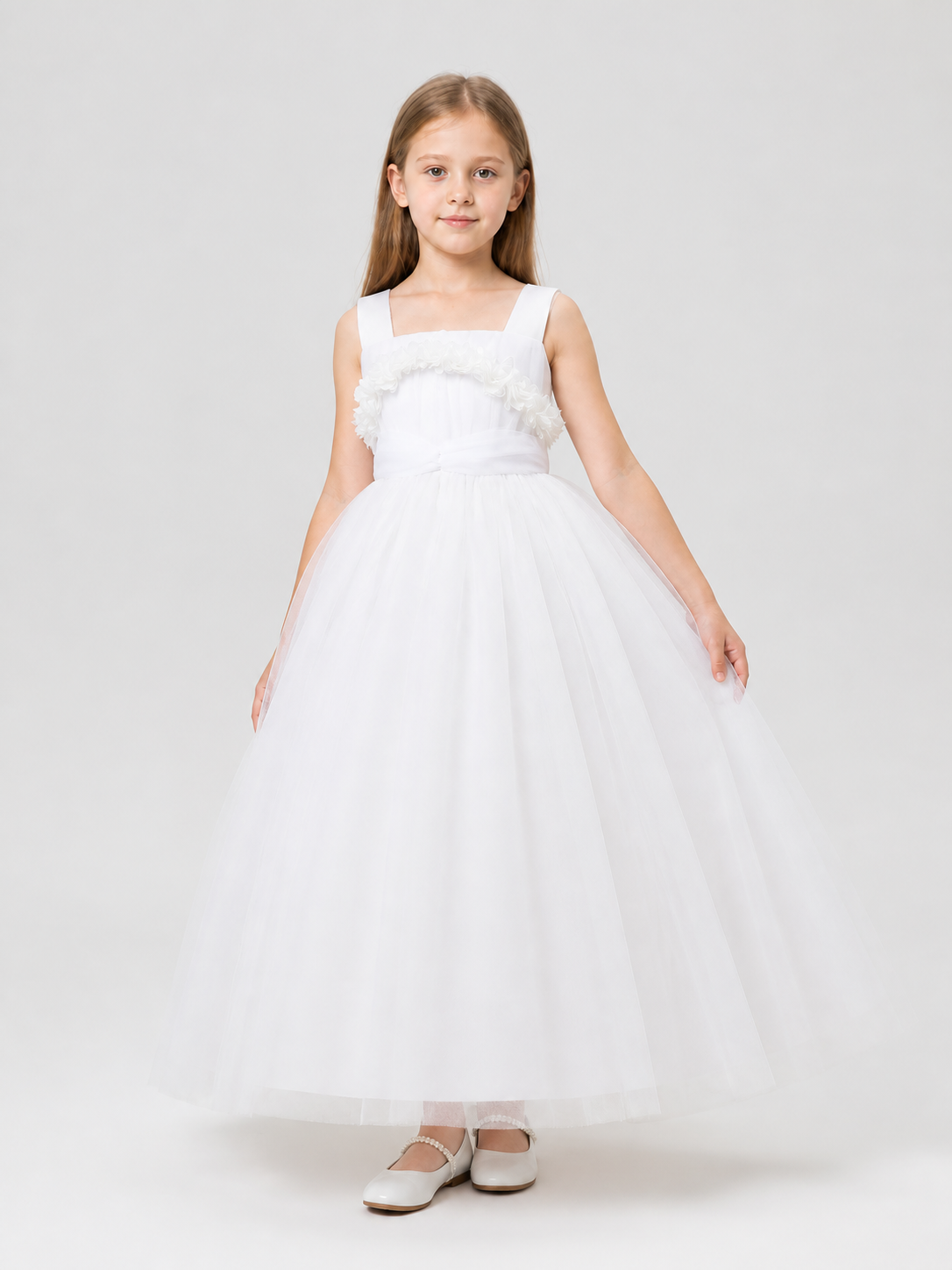 Children's Party Maxi Dress with a Full Tulle Skirt