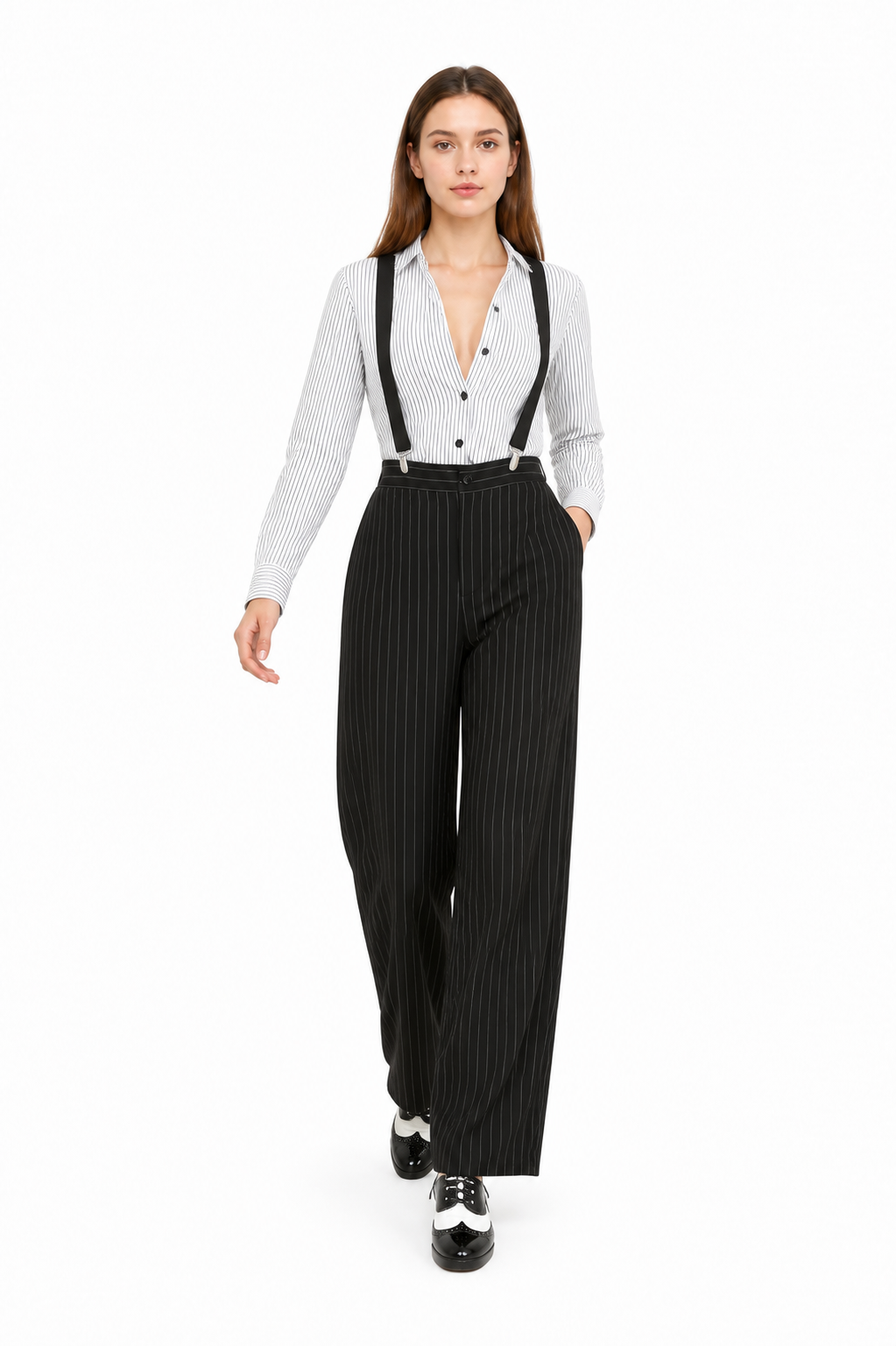 Striped Stage Costume with Pants and Suspenders Costumes detail 2