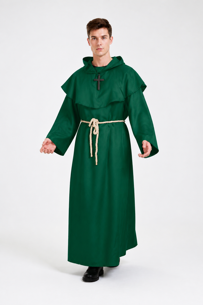 Monk Robe with Hood and Cross for Halloween on-model alternate view