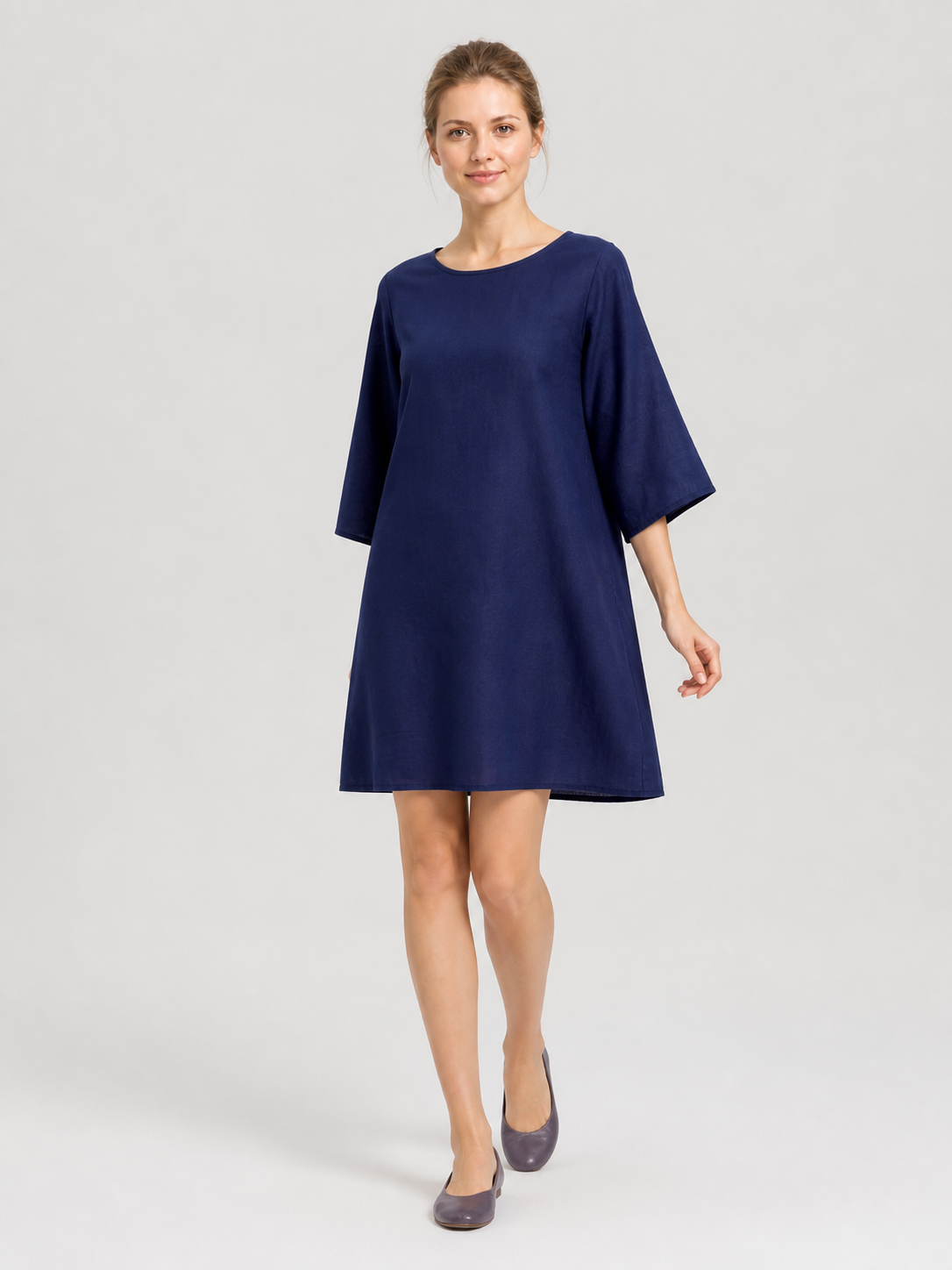 Blue Loose A-Line Dress with Wide Sleeves Costume Dresses detail 2