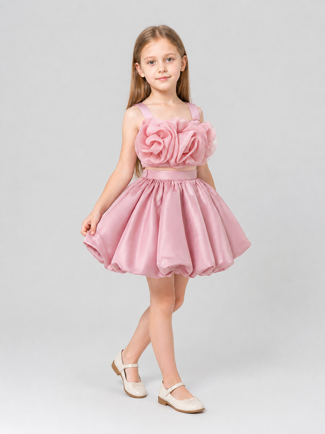 Children's set: bustier top and full skirt with flowers product detail 2