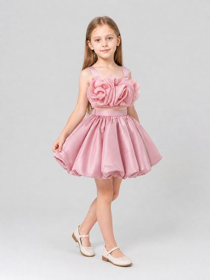 Children's set: bustier top and full skirt with flowers product detail 2