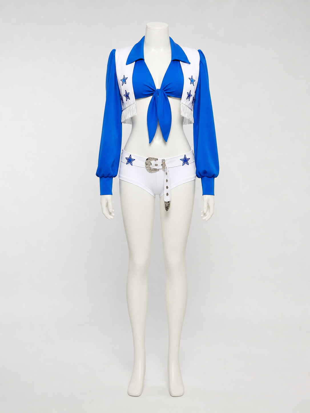 Blue and White Stage Costume with Stars and Fringe