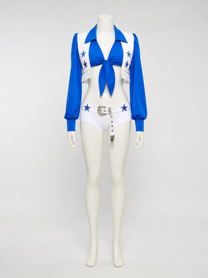 Blue and White Stage Costume with Stars and Fringe