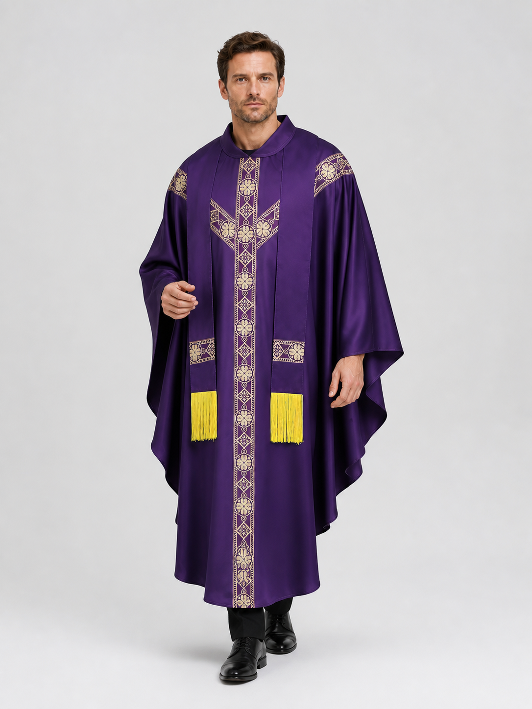 Purple Ritual Robe with Gold Ornament Holiday Decorations detail 2