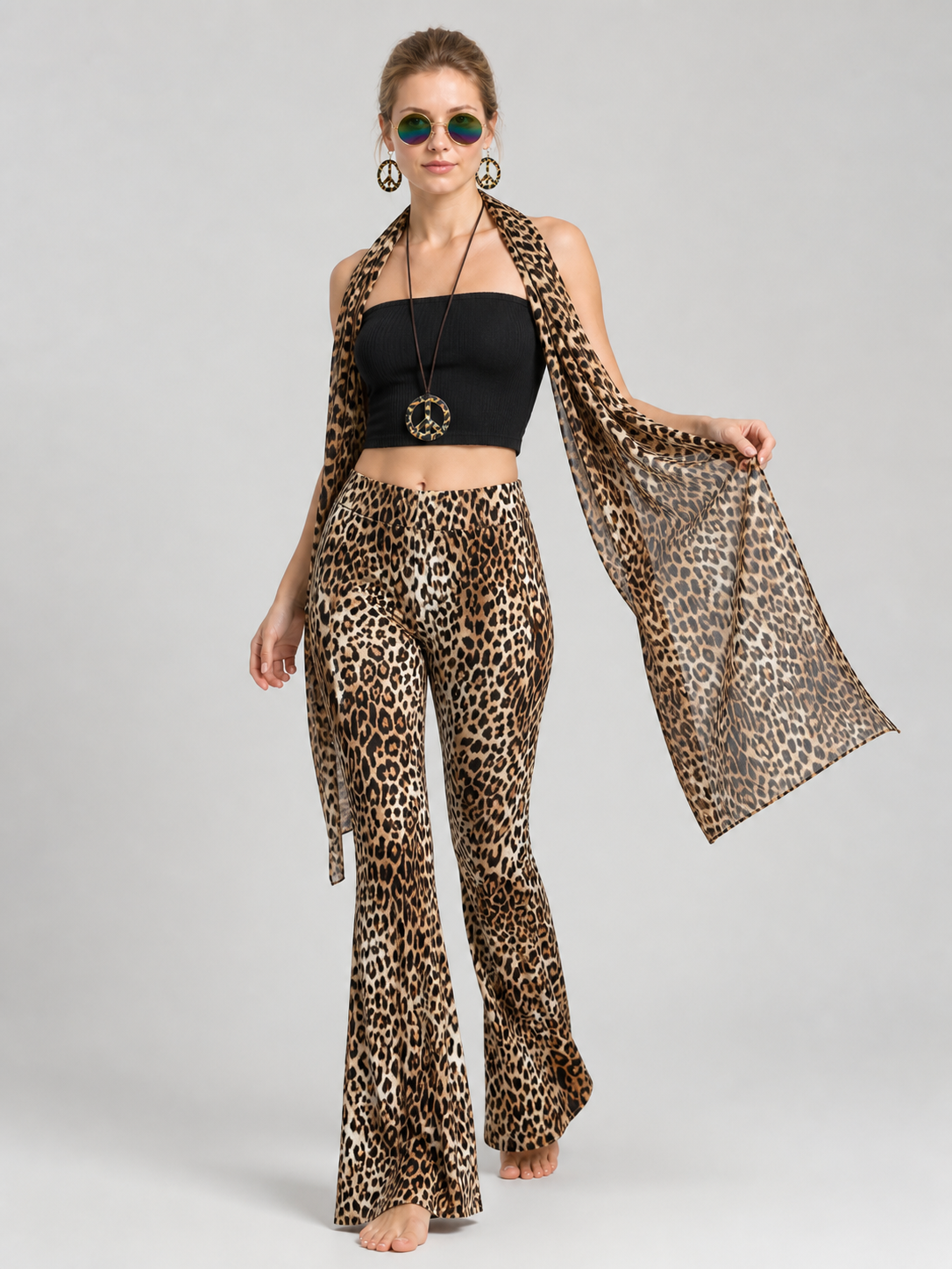 Leopard-Print Stage Costume with Flared Pants and Accessories Costume Accessories detail 2