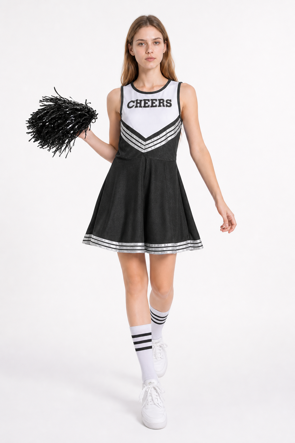 Cheerleading Dress with Pom-Pom and Knee-High Socks Costume Dresses detail 2