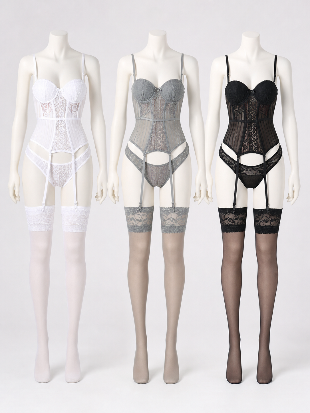 Erotic Lace Bodysuit with Garter Straps
